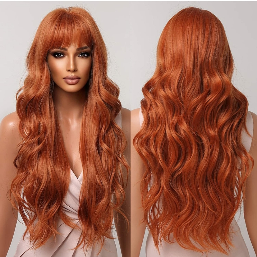 Long Curly Red Auburn Copper Wig